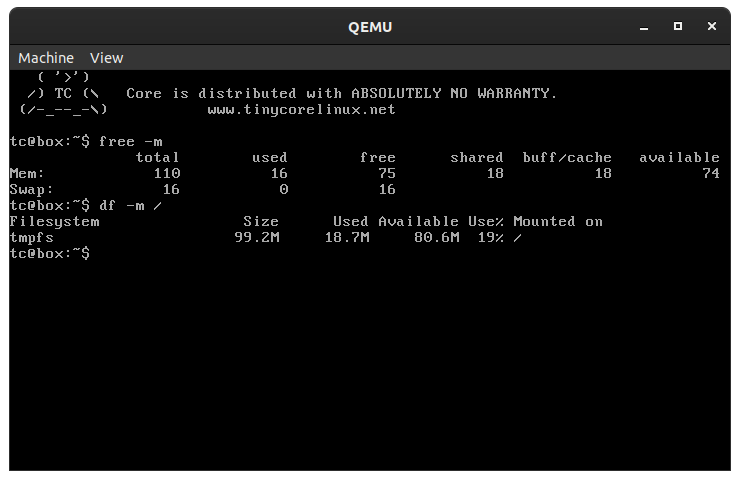 QEMU Tiny Core Linux